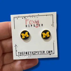 U of M MICHIGAN Stud Earrings
