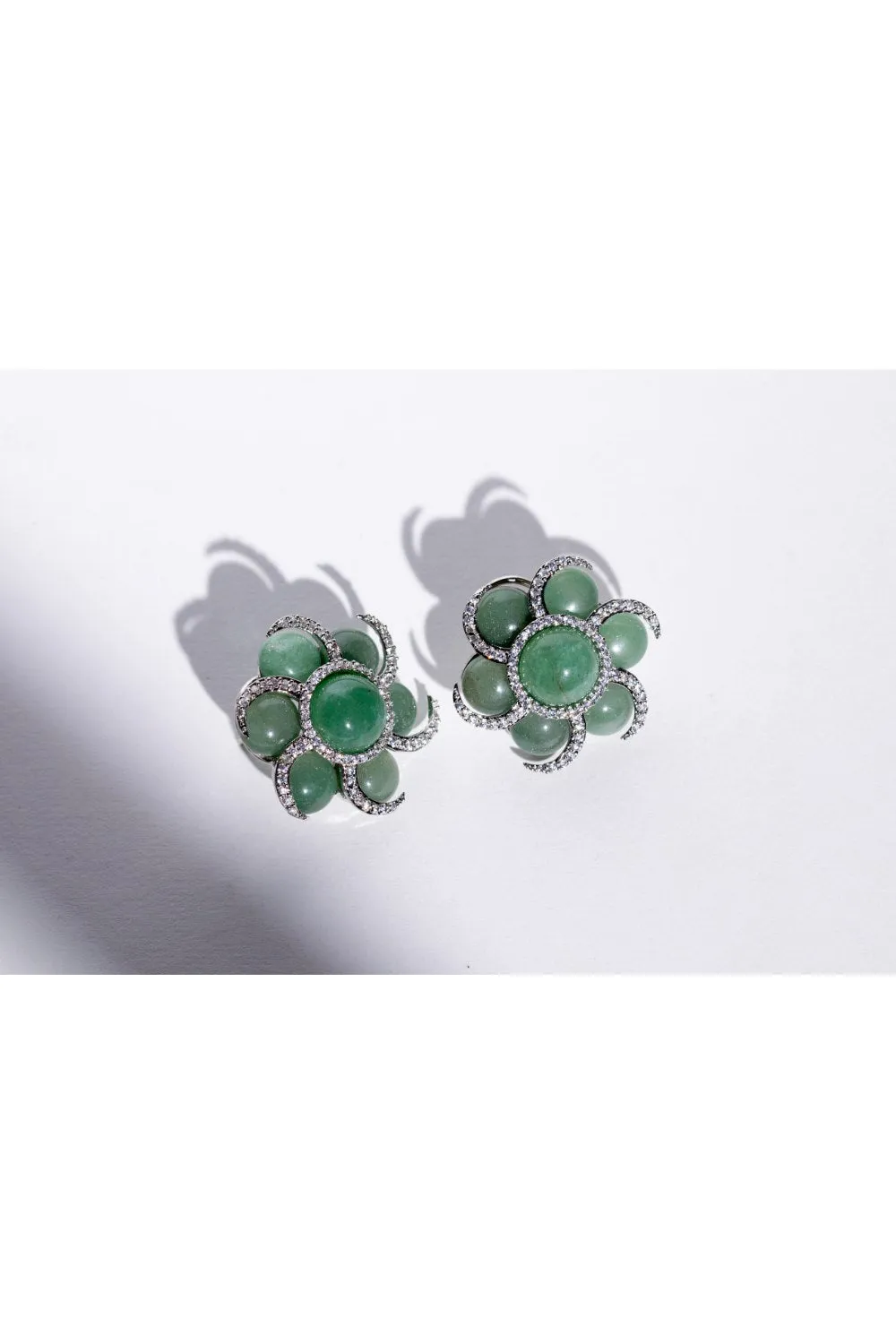 Unique Green Stone Spiral Flower Earrings | Buy Jewelry Online