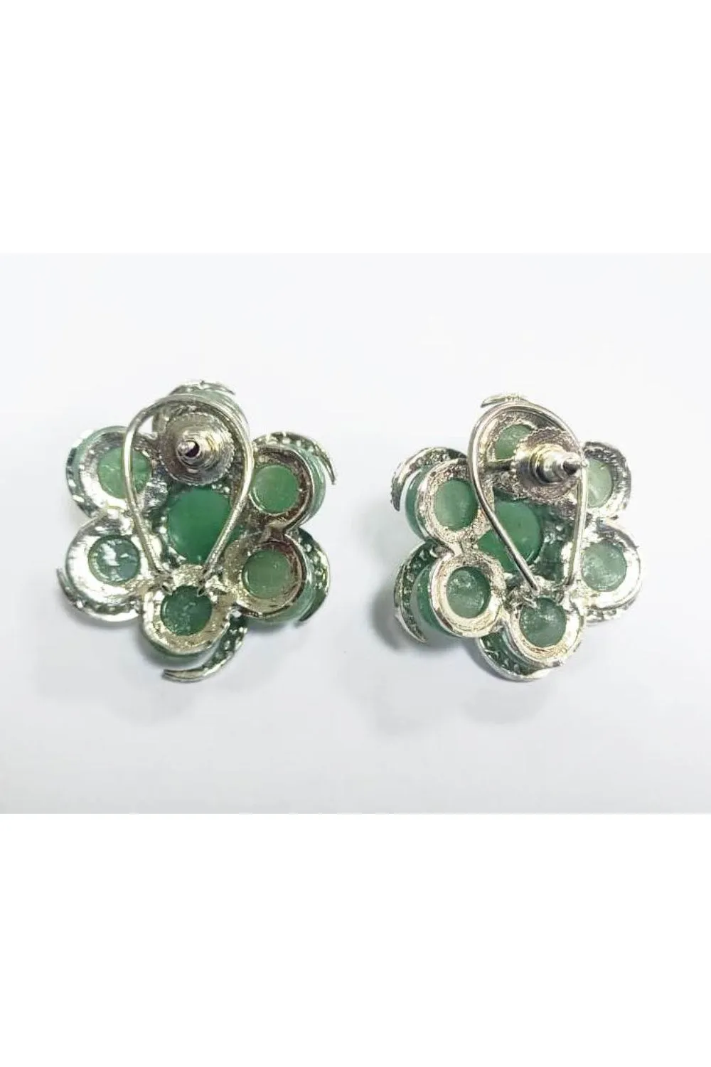 Unique Green Stone Spiral Flower Earrings | Buy Jewelry Online