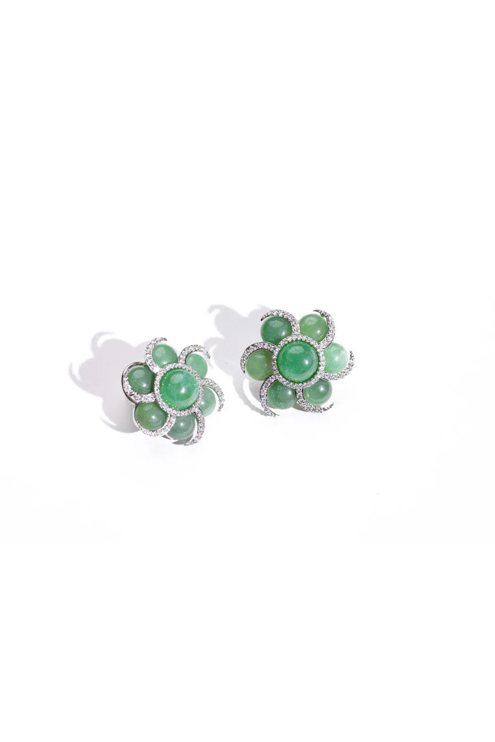 Unique Green Stone Spiral Flower Earrings | Buy Jewelry Online
