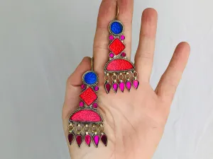 Vintage Kuchi Earrings. Glass Inlay