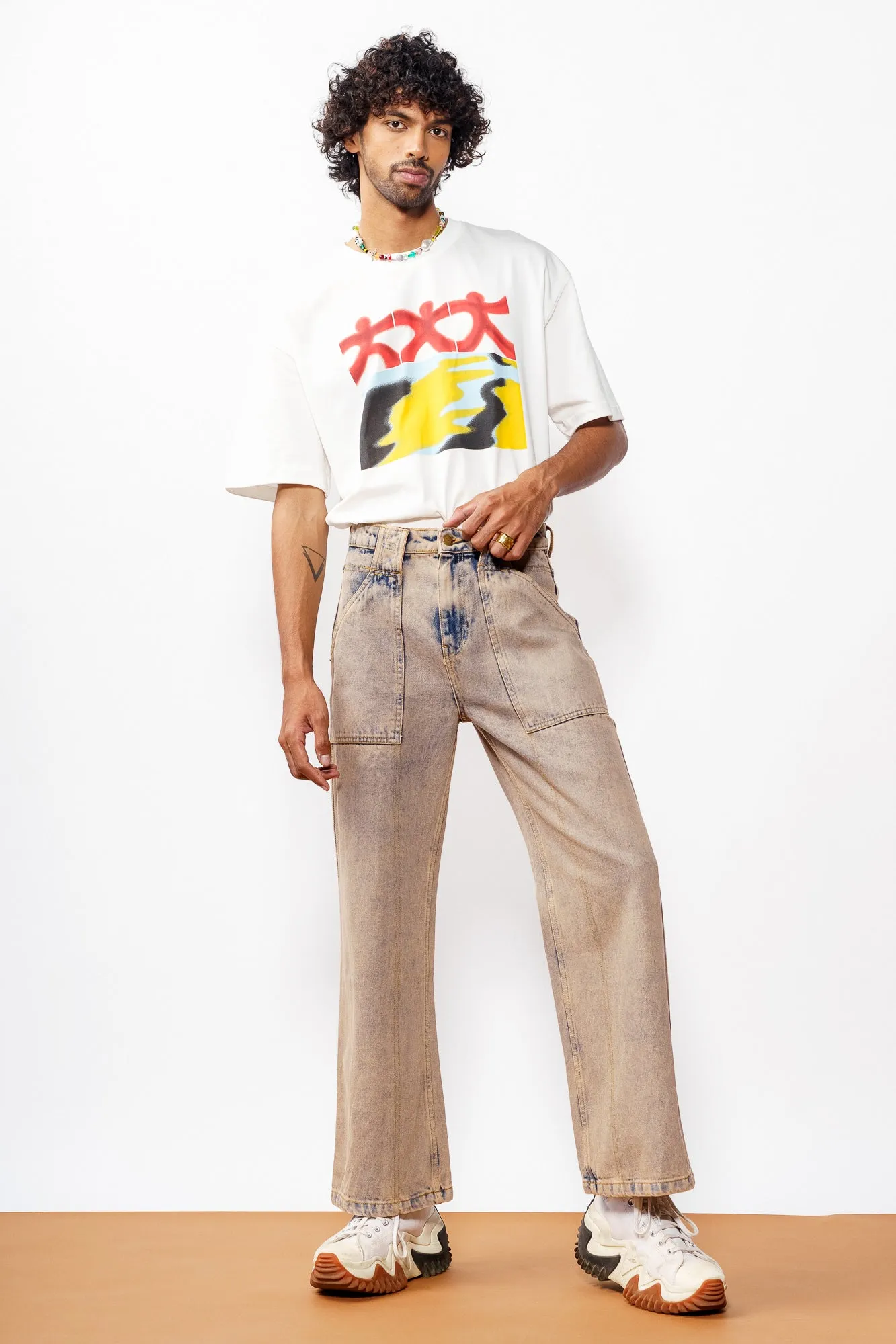 Wide Men's Coated Jeans