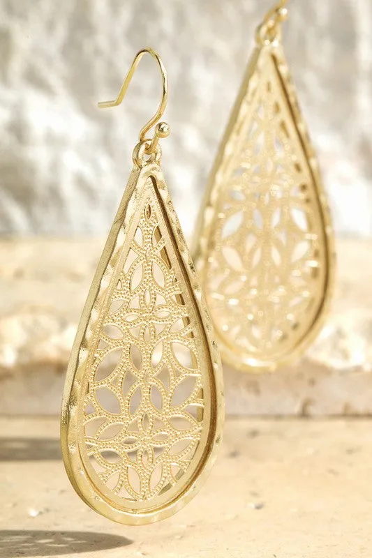 Worn Metal Duo Tone Earrings