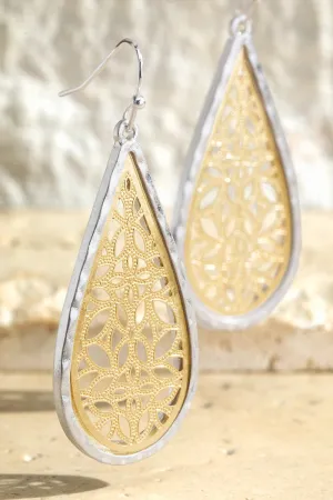 Worn Metal Duo Tone Earrings